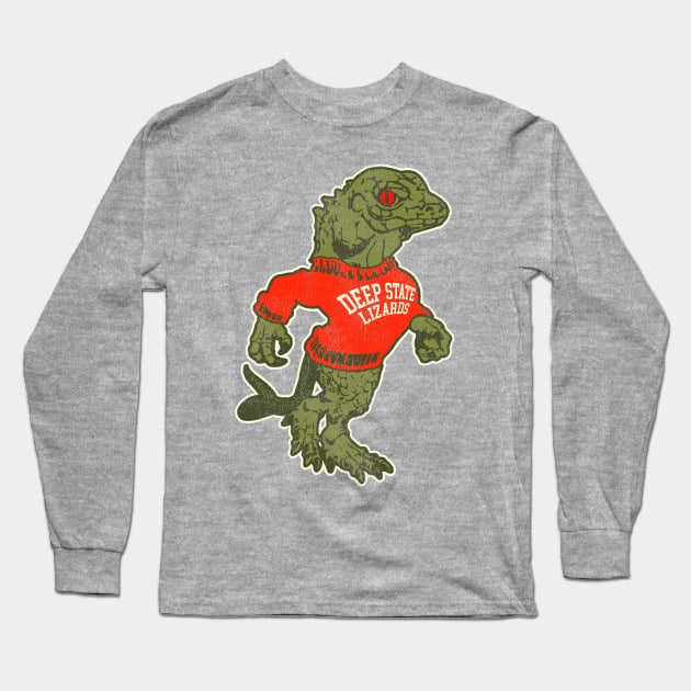 Retro Deep State Lizards Conspiracy Sports Parody Mascot Long Sleeve T-Shirt by darklordpug